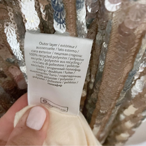 Rotate Birger Christensen Sierina Dress Silver Sequin Puff Sleeve Midi Size 6 - Picture 13 of 16